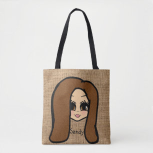 Tote Bag Jute Caricature Personnalisé Imprimer Fourre-tout 