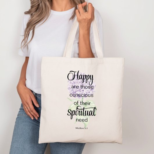Tote Bag JW 2025 Year Text with Hydrangea Print