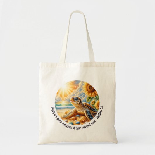 Tote Bag JW 2026 Year Text Matt. 5:3 Happy Turtle (Devant)