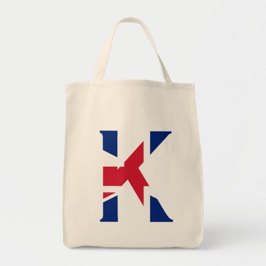 Tote Bag K Monogramme superposé sur Union Jack Flag gtcnt (Devant)