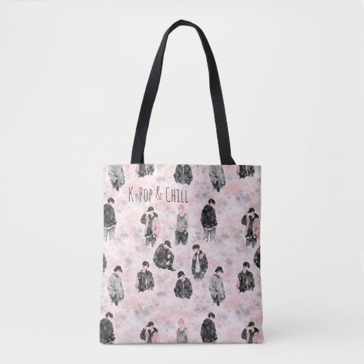 Tote Bag K-Pop & Chill Aesthetic Silhouette Minimalist  (Devant)