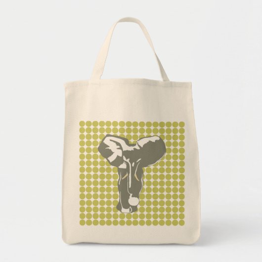 Tote Bag Kaki Safari point avec Pop Art Elephant (Devant)