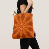 Tote Bag Kaléidiscope orange sur fourre-tout imprimé (De près)