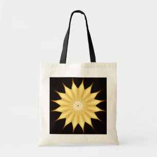 Tote Bag Kaleidoscope Design Bright Yellow Star