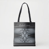 Tote Bag Kaleidoscope en noir et gris (Devant)