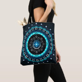Tote Bag Kaleidoscope Mandala avec un Arrière - plan noir (De près)