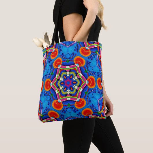 Tote Bag Kaléidoscope peinture à l’huile multicolore (De près)