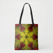 Tote Bag Kaleidoscope psychédélique Fleur rouge et jaune (Devant)