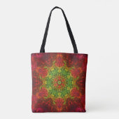 Tote Bag Kaleidoscope psychédélique Fleur vert et rouge (Dos)
