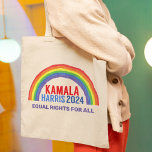 Tote Bag Kamala Harris 2024 Rainbow LGBTQ Rights<br><div class="desc">Vote pour Kamala Harris en 2024. Un sac fourre-tout arc-en-ciel politique mignon pour les électeurs démocrates LGBTQ en Amérique. Commandez ce design électoral avec le message LGBT pour l'égalité des droits pour tous.</div>