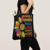 Tote Bag Kamala Harris Peace Love Equality Hope Diversity (De près)