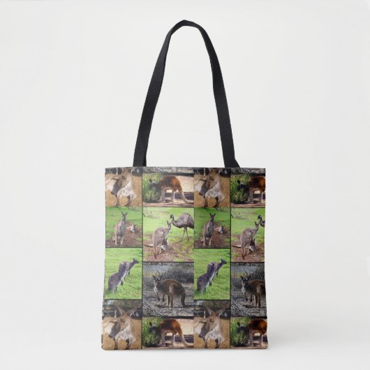 Tote Bag Kangaroo Photo Collage, Panier À Imprimer Complet. (Devant)