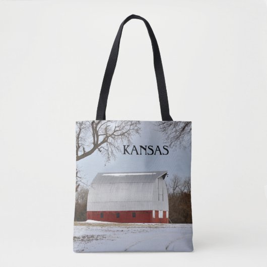 Tote Bag Kansas Red Grange et neige (Devant)