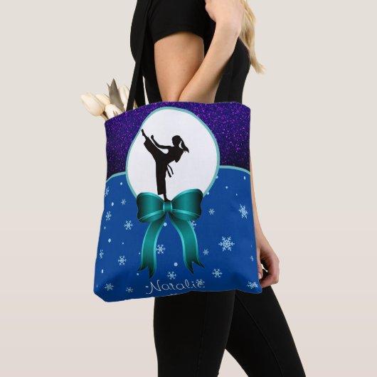 Tote Bag Karate Girls Parties scintillant et Bow Snowflake (De près)