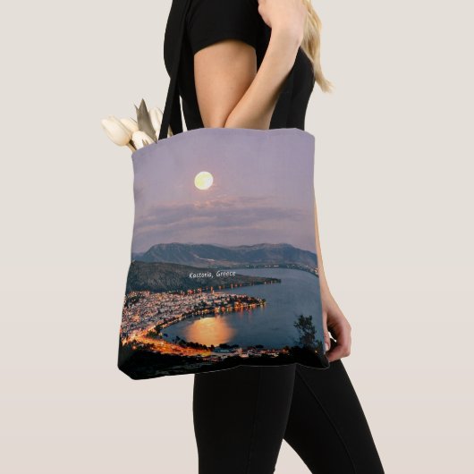 Tote Bag Kastoria, Grèce (labellisé, Nuit au clair de lune (De près)