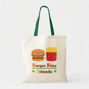 Tote Bag Kawaii Cartoon Burger Frites Amis Meilleure Amie