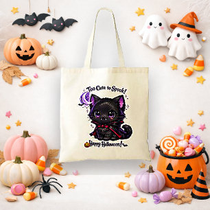 Tote Bag Kawaii Chat Vampire Noir Trick or Treat