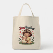 Tote Bag Kawaii Christian "Jesus aime Ewe" Pastel Design (Dos)