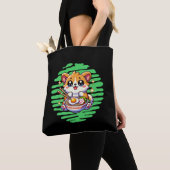 Tote Bag Kawaii Corgi manger bol de Ramen (De près)