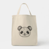 Tote Bag Kawaii Panda Dessin En Noir Et Blanc (Dos)