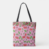 Tote Bag Kawaii Red Cherry Vibes Cute Girly Aesthetic (Dos)