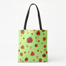 Kawaii Red Fruits Pattern in Lime Green