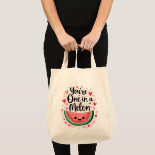Tote Bag Kawaii "You're One in a Melon" Cute Watermelon Pun
