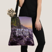 Tote Bag Ke’e Beach at Sunrise, Kauai, Hawaiian Beach Bag (De près)
