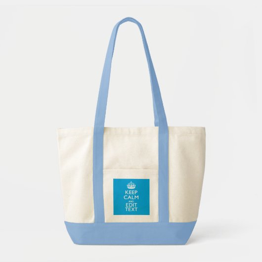 Tote Bag Keep Calm and Your Text on Sky Blue Decor (Devant)