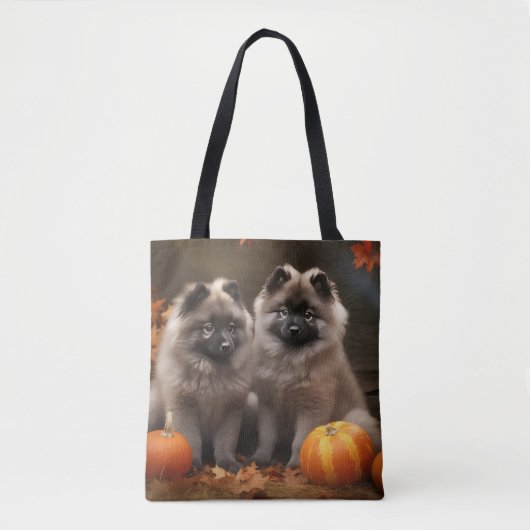 Tote Bag Keeshond Chiot Automne Citrouille délice (Devant)