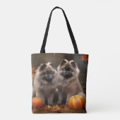 Tote Bag Keeshond Chiot Automne Citrouille délice (Dos)