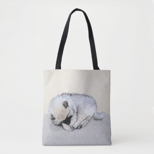 Tote Bag Keeshond Sleeping Puppy Peinture Chien Art origina (Devant)