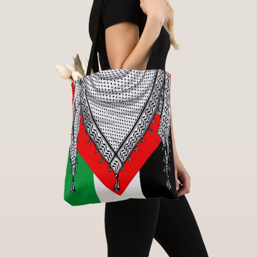 Tote Bag Keffiyeh Écharpe palestinienne tissu traditionnel (De près)