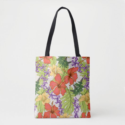 Tote Bag Keleah Tropical Hawaiian Hibiscus Orchids Beach (Devant)