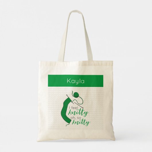 Tote Bag Kelly Green Je Me Sens Knitty, Oh So Knitty (Dos)
