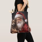 Tote Bag Kelpie australienne avec Noël au Père Noël (De près)