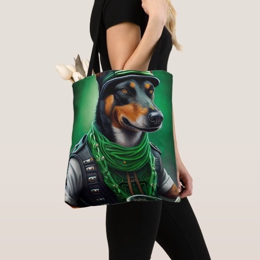Tote Bag Kelpie australienne conduite vélo St. Patrick's Da (De près)