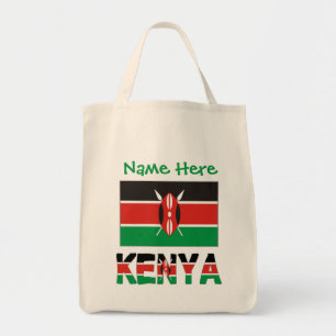 Tote Bag Kenya et drapeau kenyan carrelé avec votre nom