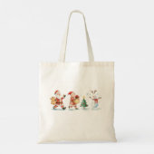 Tote bag | Kerstman, Sneeuwman & Pinguïn Kerstmis (Achterkant)