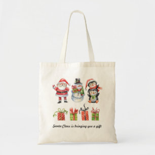 Tote bag   Kerstman, Sneeuwman & Pinguïn Kerstmis
