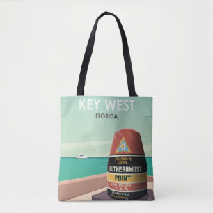 Tote Bag Key West Florida Mile Zero Vintage voyage