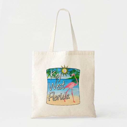 Tote Bag Key West Pink Flamant rose Florida Keys (Devant)