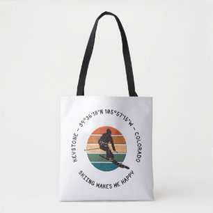 Tote Bag Keystone, Colorado - Man Skier, Texte noir