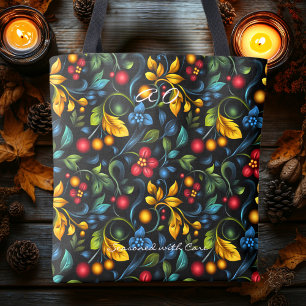 Tote Bag Khokhloma Botanique – Feuilles et Baies Populaires
