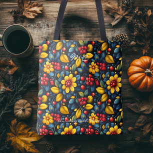 Tote Bag Khokhloma Twist Floral Art Populaire Traditionnel