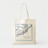 Tote Bag Kiawah Island SC Marine Blue Wedding Favoriser Bie (Devant)