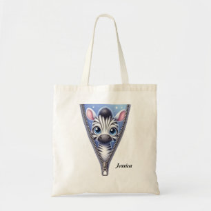 Tote Bag Kids Cute Zebra Zipper Fourre-tout