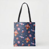 Tote Bag Kids Space Pattern with Rockets & Planets (Devant)