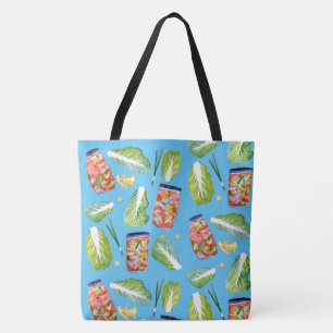Tote Bag Kimchi Ingrédients Spicy Fun Cabbage Aquarelle