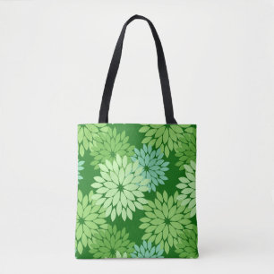 Tote Bag Kimono floral moderne Impression, Vert citron